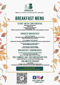 Breakfast Menu at The Farmers Boy Inn