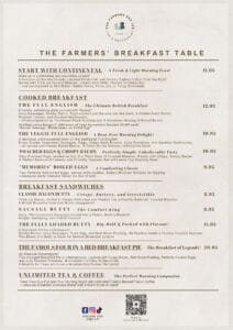 Breakfast Menu at The Farmers Boy Inn