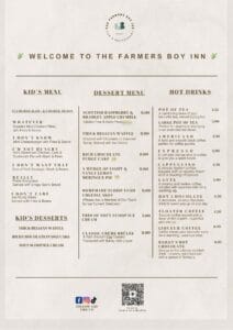 KID’S MENU & DESSERTS MENU at The Farmers Boy Inn